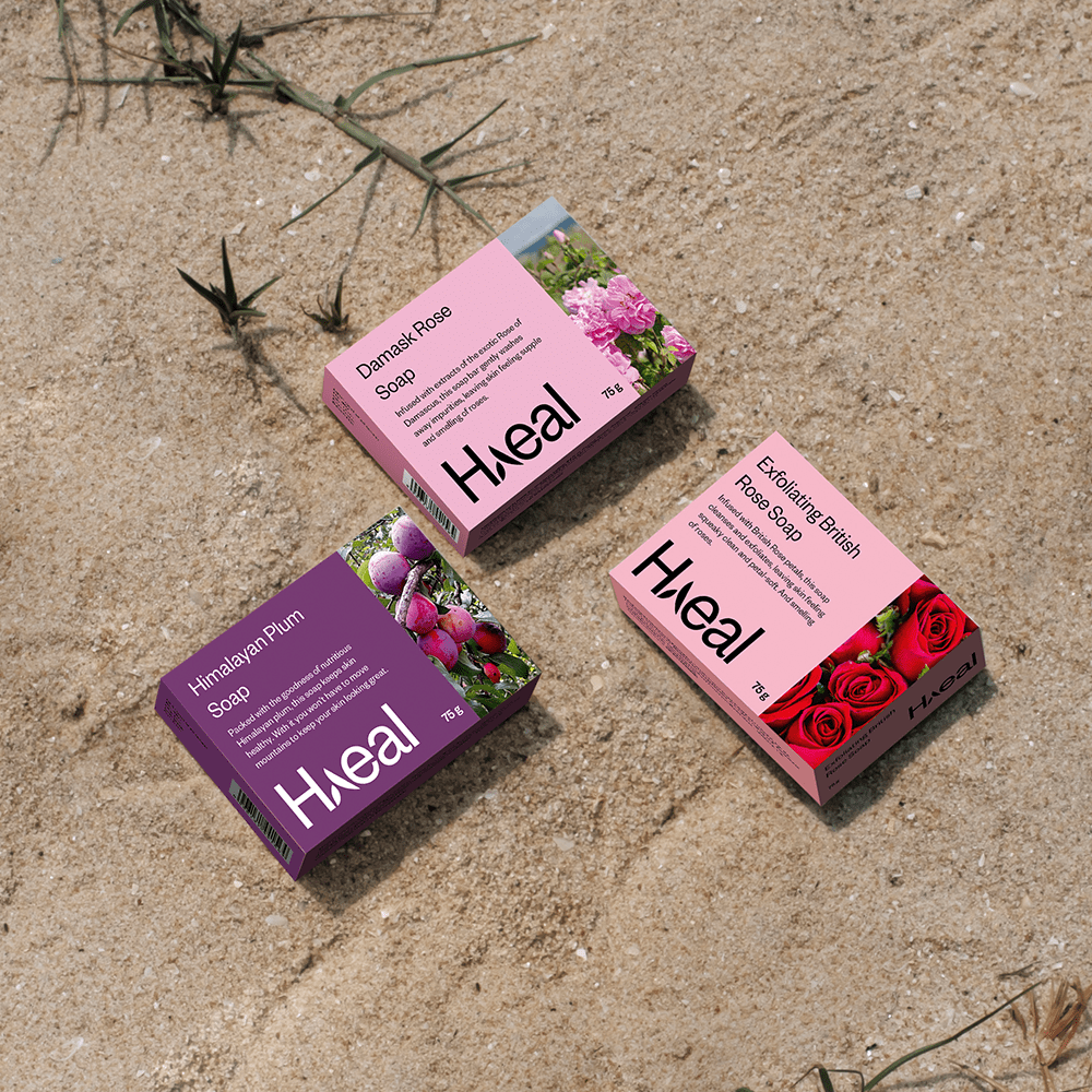 HAEAL 3 Soaps Combo Pack- Exfoliating British rose, Damask Rose, Himalayan Plum