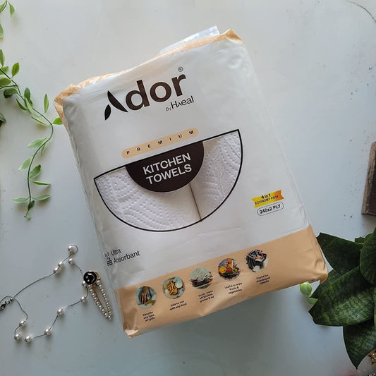 ADOR KITCHEN TOWEL 2PLY 22X22.5CM 60X4R-(4PACK)